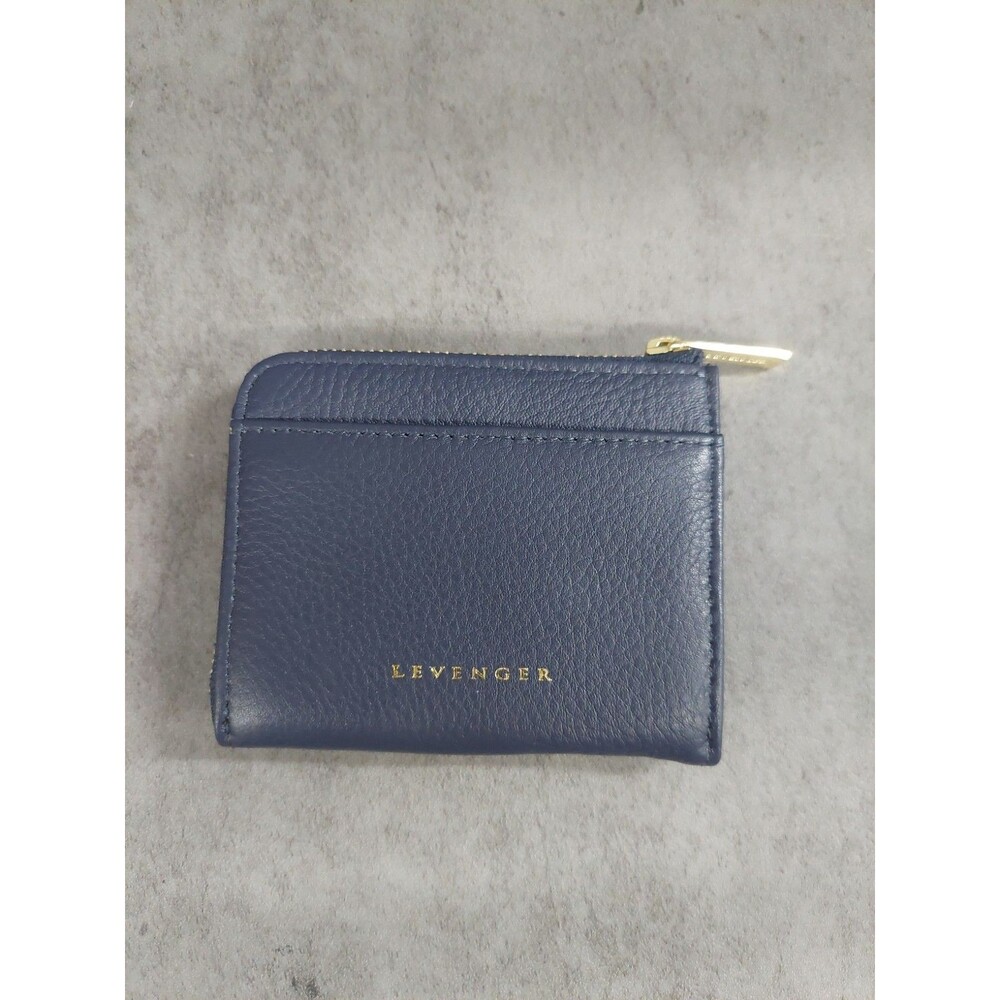 Levenger Navy Zip-Around Wallet with Credit Card Slot & Change Slot